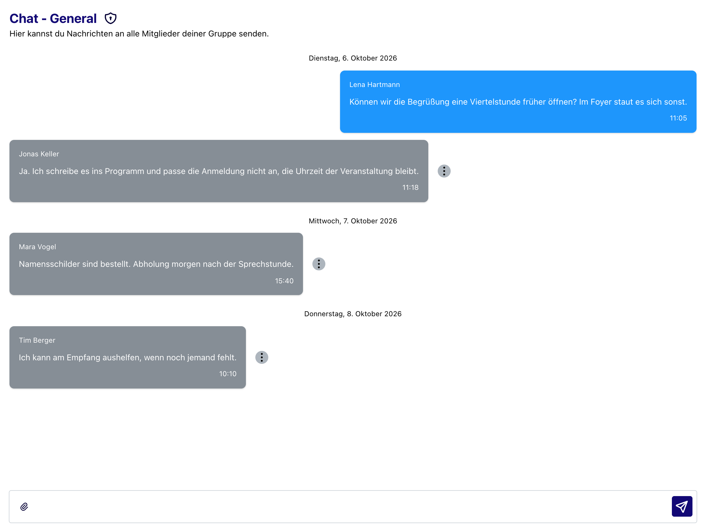 Gruppenchat mit Nachrichten mehrerer Mitglieder